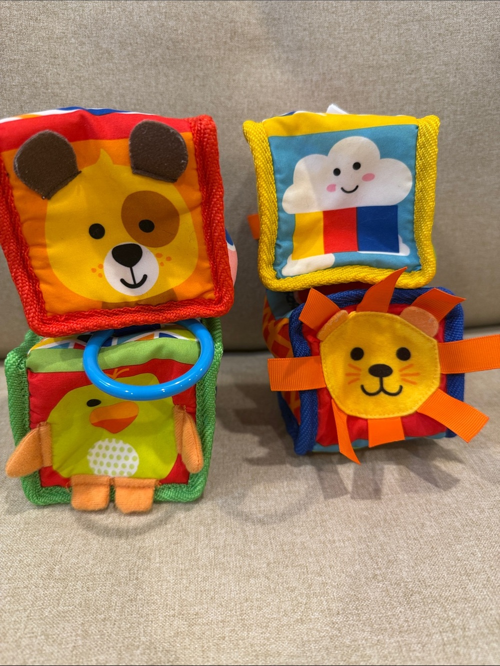 Set of 4 Colorful Soft Animal Sensory Blocks - Multicolor!